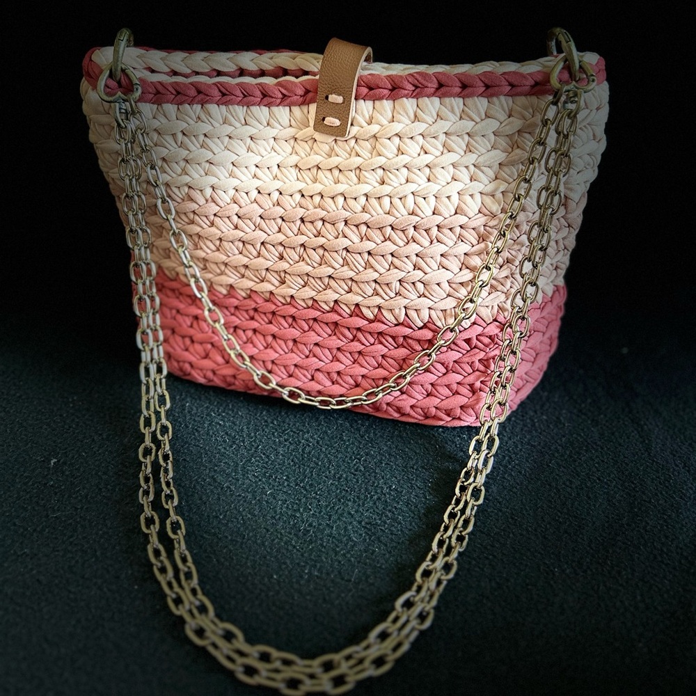 A new crochet bag , made by a professional in Brazil . Never used